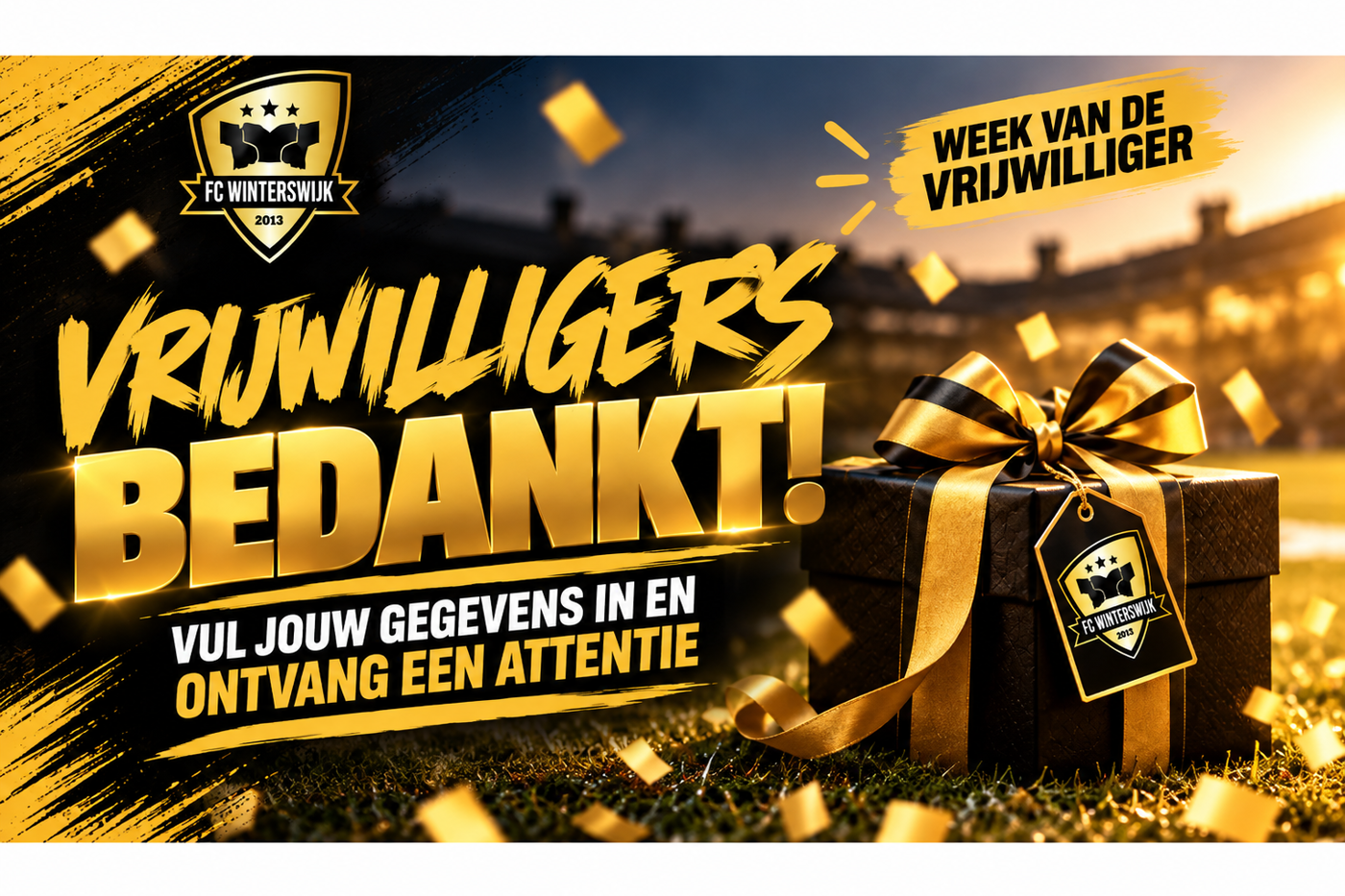 Gouden Vrijwilligersbedanking Met Cadeaubox
